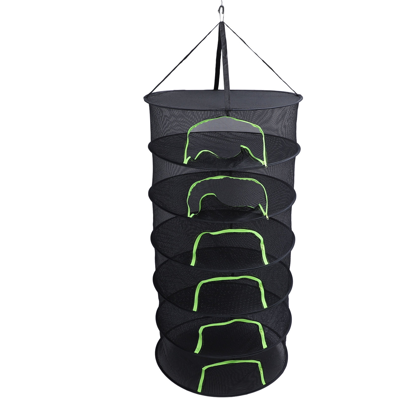 Séchoir à Herbes Suspendu Pliable - Maille Oxford Noir 60 Cm Avec Crochet