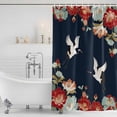 thumbnail image 2 of Navy Blue Crane Shower Curtain Set - 48" x 72" Washable Bathtub Curtain with 12 Hooks, Vintage Red Teal Spring Floral Botanical Waterproof Fabric Stall Shower Curtains for Bathroom/Bathtub Décor, 2 of 6