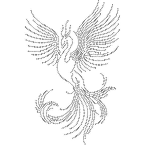 Rhinestone Iron on Hotfix Transfer Decal Phoenixl Rhinestone Heat Transfer