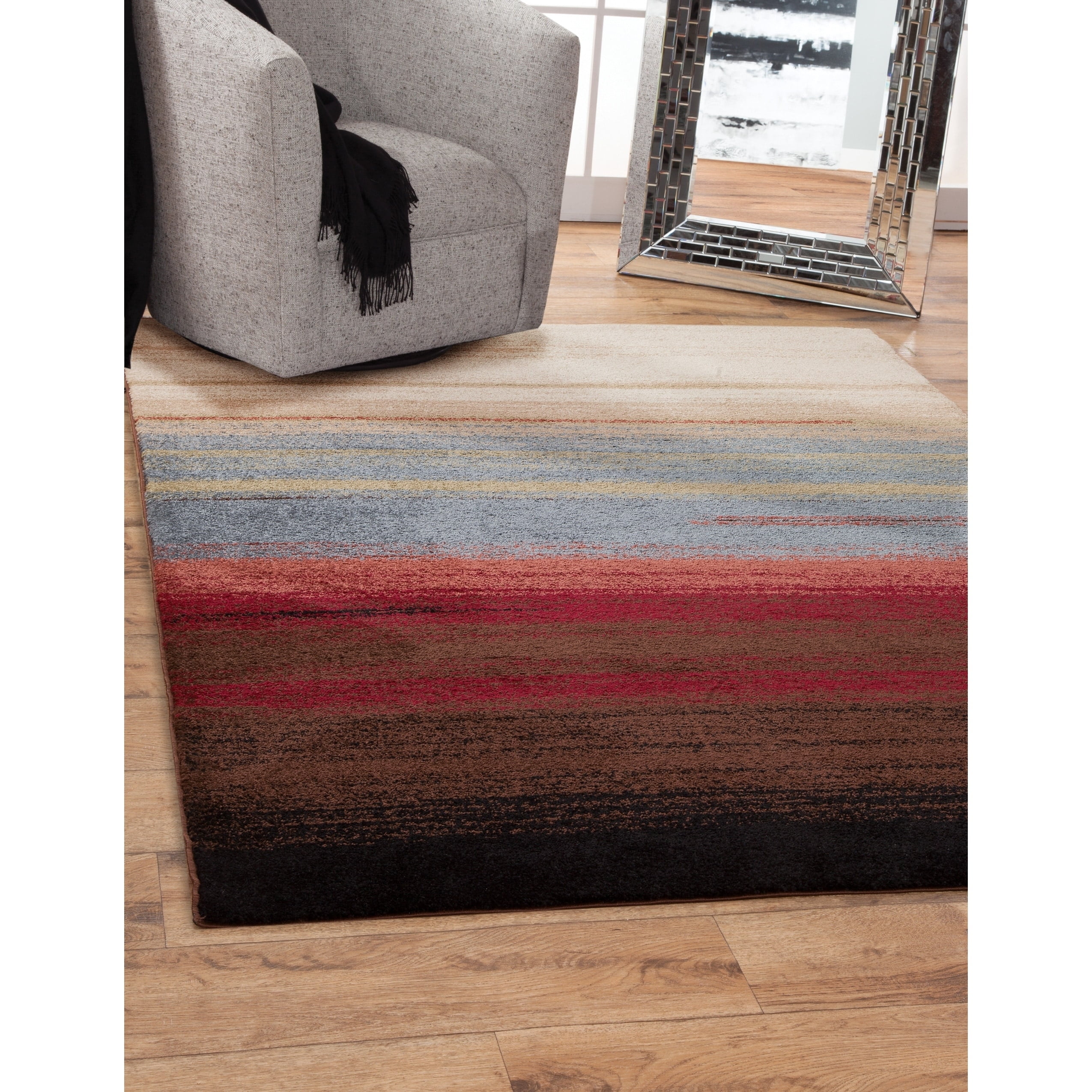 Sophie Beige, Blue, Red, and Brown Area Rug 5'3 x 7'6