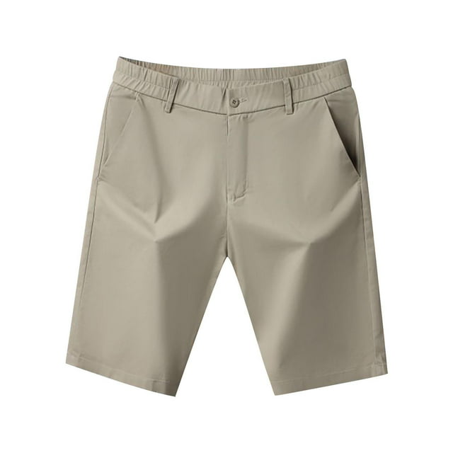 PEASKJP Men Shorts Athletic Elastic Waist Shorts with Drawstring,Khaki 38