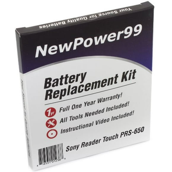 Battery Replacement Kit for Sony PRS-650 with Installation Video, Tools, and Extended Life Battery