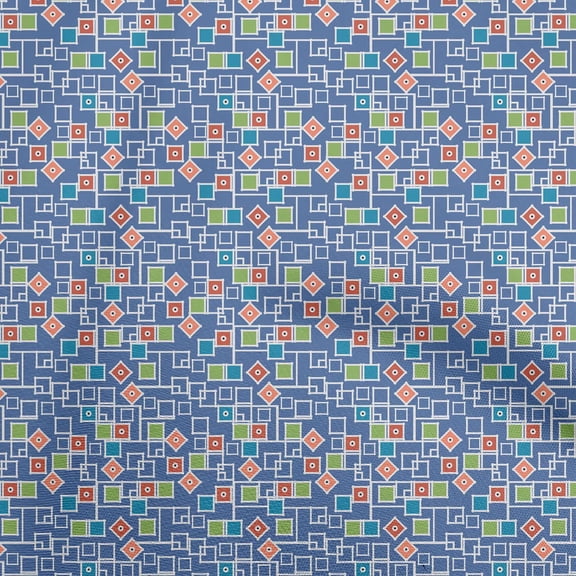 oneOone Polyester Spandex Dark Blue Fabric Geometrical Sewing Fabric By The Yard Printed Diy Clothing Sewing Supplies 56 Inch Wide