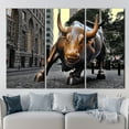 thumbnail image 3 of View Art Canvas, New York Landscape Art Canvas, Wall Street Poster, Bull Satue Artwork, Charging Bull Poster, Buffalo Printed, Canvas Wall Decor - Natural Framed, 3 of 9