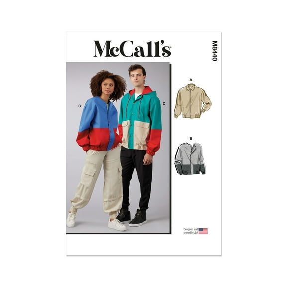 McCall's Sewing Pattern 8440 - Unisex Jacket, Size: A (S-M-L-XL-XXL-XXXL)