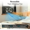 thumbnail image 3 of Comfort Zone 9" Twin Window Fan with Quiet Setting, 3-Speeds, Auto-Locking Expanders, Black, 3 of 7