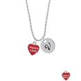 thumbnail image 2 of Delight Jewelry Acrylic Red "Puppy Love / Take a Walk" Heart Silvertone Script Initial Disc - V - Charm Necklace, 20"+3", 2 of 4