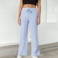 thumbnail image 2 of Striped Pants Women, Audhol Women's Striped Pants Comfy Pajama Pants Drawstring Elastic Waist Striped Wide Leg Pants Summer Pants for Women Blue L, 2 of 9