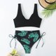 thumbnail image 4 of Traje de Baño de Dos Piezas para las Mujeres Impresión Hoja Sexy Estilo Dividido, Traje de Baño Conservador para la Piscina Y la Playa, 4 of 4