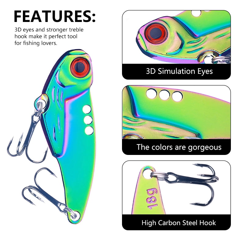 HENGJIA 6 Pack Blade Baits for Bass Fishing Lures Hard Metal VIB Fishing Spoons Lipless Crankbait Swimbaits for Trout Walleye Crappie Saltwater Blade Bait Fishing Lure