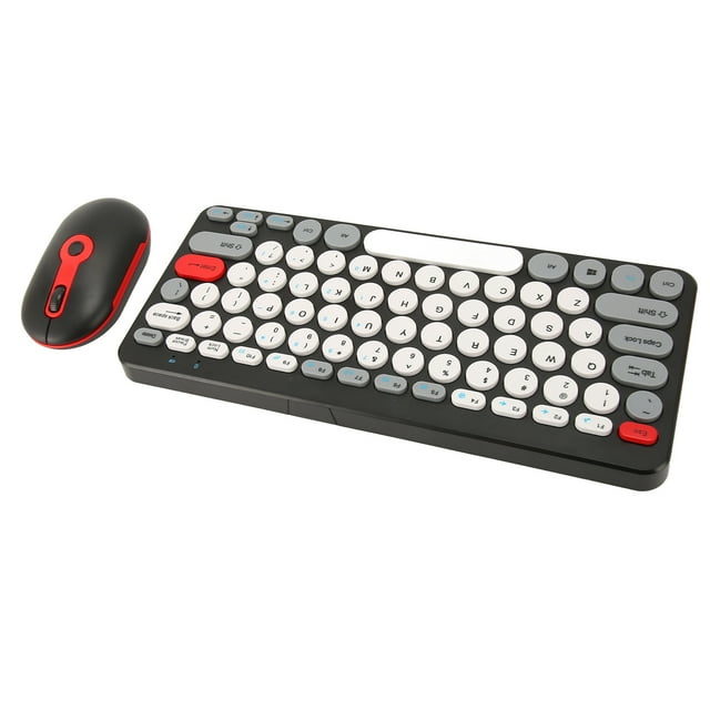 Portable Keyboard Mouse Set, 2.4G Keyboard Mouse Combo, Slim Round Keyboard With Mute Design Laptop Button Feel For Desktops Computer Laptops