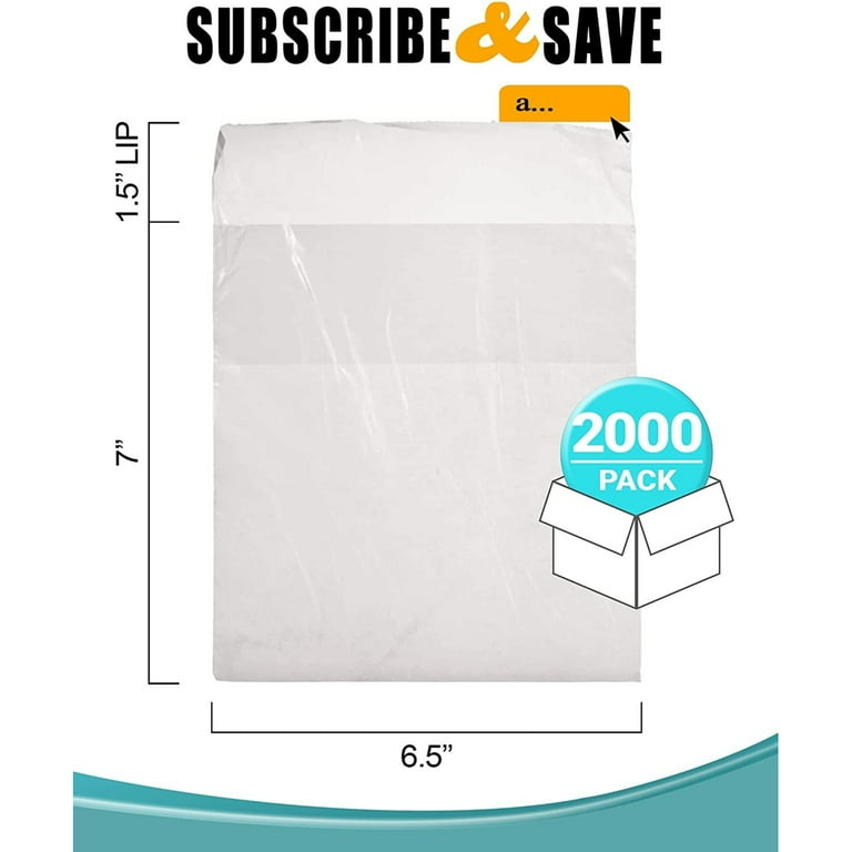 APQ Plastic Sandwich Bags with Flip Top and Lip, 6.5 x 7.5 Inch, Pack of  2000 Clear Fold Top Sandwich Baggies, 0.7 mil Thick Polyethylene