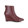 thumbnail image 7 of BLISSFUL STEP Women's Pointed Toe Zipper Wedge Heel Ankle Booties Burgundy 8.5, 7 of 7