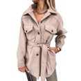 thumbnail image 1 of Veste Caban Femme Simple Boutonnage Col Rabattu Manteau avec Ceinture Tenue Décontractée, 1 of 7