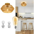 thumbnail image 3 of 60W Woven Rattan Ceiling Light Chandelier Gold Kitchen Island Light Fixture, 3 of 12