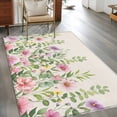 thumbnail image 3 of Colorful Flowers Area Rug 3x5 Washable Rug Non Slip Spring Floral Leaves Botanical Country Beige Large Area Rug Indoor Floor Carpet for Entryway Bedroom Kitchen Living Room Home Office Dining Room, 3 of 8