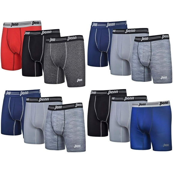 Penn Mens Performance Boxer Briefs - 12 Pack Athletic Fit Tag Free Breathable Underwear Assorted Colors