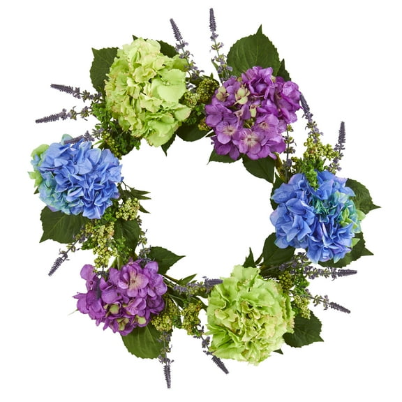 Nearly Natural Floral Plastic Wreath, 22" (Assorted Colors)