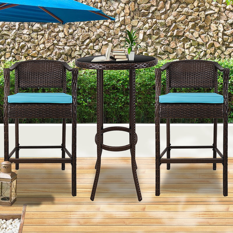 YOFE High Top Patio Table and Chair, Patio Chairs Set of 2 with Bar
