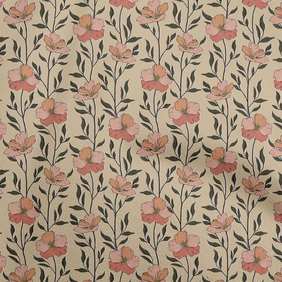 oneOone Viscose Jersey Light Brown Fabric Floral Fabric For Sewing Printed Craft Fabric By The Yard 60 Inch Wide