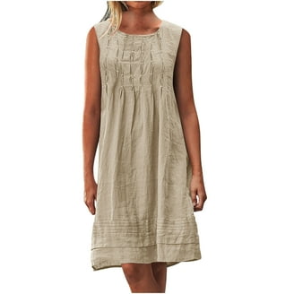 Annhoo Womens Plus Size Sundresses Crew Neck Cotton Linen Short Sleeve  Oversized Casual Comfy Beach Long Dresses - Walmart.com
