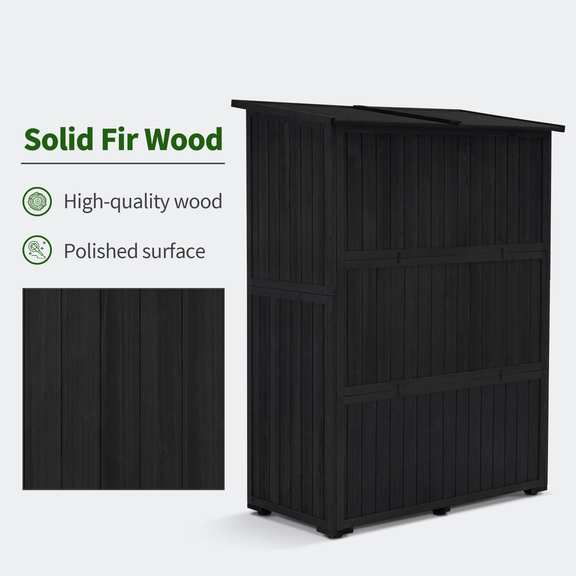 MCombo Wood Large Outdoor Storage Tool Shed (46.9" x 22.4" x 66") 1911 (Black)