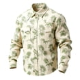 thumbnail image 2 of Ceisia Men's Loose Fit Vintage Palm Leaf Print Long Sleeve Cotton Shirt Khaki XXXXXL Gifts, 2 of 3