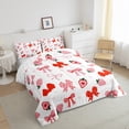thumbnail image 3 of Feelyou Princess Pink Bowknot Bedding Comforter Set, Cartoon Strawberry Twin Comforter Sets, Kawaii Love Heart Reversible Bedding Set, Super Cozy Room Decor, 2 Pieces, 3 of 8
