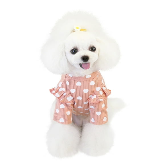 YUEHAO Dog Sweaters for Small Dogs Pet Clothes Autumn Winter Winter Pet Clothes Love Bottoming Shirt Pet Dog Clothes (Pink, S)