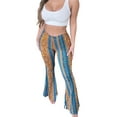 thumbnail image 1 of Pantalones acampanados elásticos de cintura alta con estampado bohemio para mujer, pantalones acampanados rectos informales y adelgazantes con estampado floral retro, 1 of 7