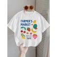 thumbnail image 1 of [Camiseta de verano vibrante] Camiseta informal de verano con frutas y flores vibrantes | Manga corta, cuello redondo, top de punto ligero | Top con estampado divertido, ajuste cómodo, 1 of 6