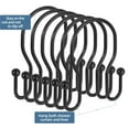 thumbnail image 2 of Shower Curtain Hooks Rings, Rust-Resistant Metal Balanced Glide Shower Hook, 12pk Double Hook for Bathroom Shower Rods Curtains, Brushed Matte Black Finish, 2 of 5
