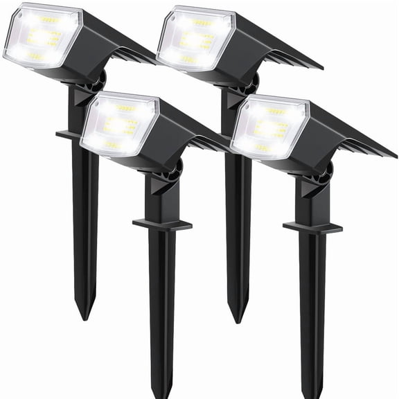 SUNLINKCO Solar Spot Lights Outdoor, 4 Pack Waterproof Solar Powered Garden Lights, 59 LED 4 Lighting Modes, 6500K Daylight, 2-in-1 Auto On/Off Wall Light, Outside Landscape Lighting for Yard Pathway