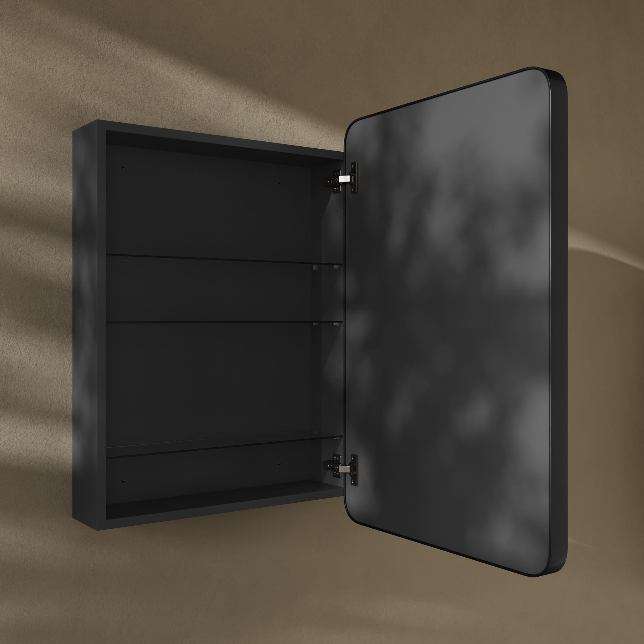 Pierre 20 x 30 Rectangle Recessed/Wall Mount Medicine Cabinet with Mirror in Matte Black