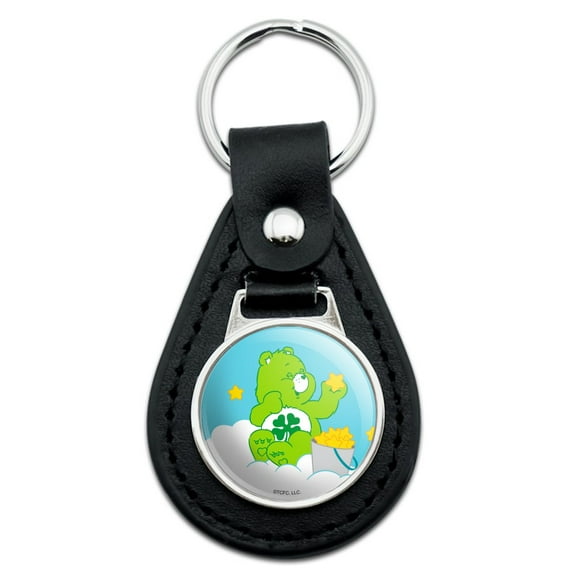 Black Leather Care Bears Good Luck Bear Keychain