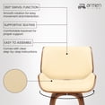 thumbnail image 5 of Tyler 30" Bar Height Swivel Cream Faux Leather and Walnut Wood Bar Stool - Set of 3, 5 of 6