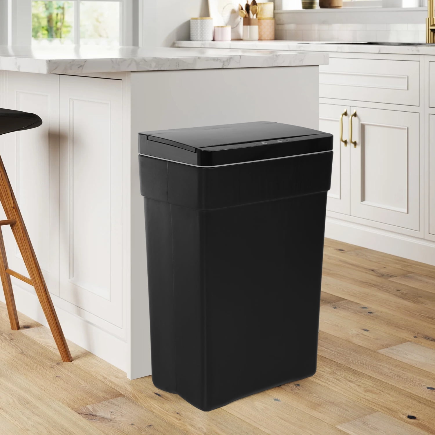 NiamVelo Automatic Trash Can 13 Gallon Garbage Bin Waste Bins with Lid Garbage Can Touch Free Trash Can Sensor Kitchen Waste Bin for Bedroom Bathroom Home Office, Black