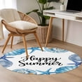 thumbnail image 5 of Happy Summer Round Living Room Rugs 3.3 ft, Blue Starfish Shell Seashell Oceans Life Washable Area Rug with Non-Slip Sturdy Edge Binding Round Front Door Mat Floor Carpet for Entryway, 5 of 9