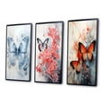 thumbnail image 3 of Designart "Blue Butterfly Wings I" Animals Framed Wall Art Set Of 3 - Blue Butterfly Frame Canvas Set For Living Room Decor, 3 of 6
