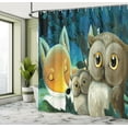 thumbnail image 4 of Ambesonne Forest Shower Curtain, Sleeping Fox with Owls Art, 69"Wx75"L, Dark Yellow Reseda Green, 4 of 4