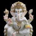 thumbnail image 6 of Ganesha Murti Statue 24 inches Gold Leaf Work Ganpati Figurine Marble Ganapati Idol Vinayak Deity Ganesha Statue Marble Large Big White Elephant Head God Home Decor Gift Sculpture Home First Ganesha, 6 of 11