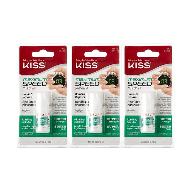 Pegamento para uñas Kiss Maximum Speed ??(paquete de 3)