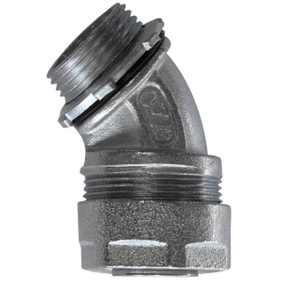 O-Z/Gedney 4Q-475, Liquidtight Flexible Conduit Connector, 3/4""45° Conn, 1 PC