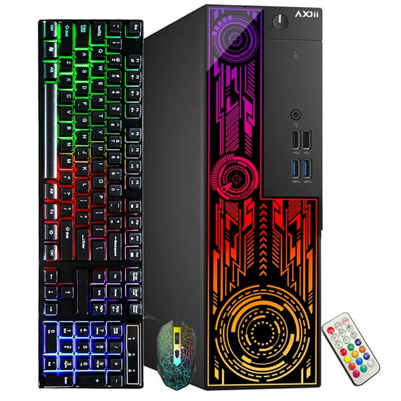 Restored AXOII RGB SFF Desktop PC – Intel Core i5, 16GB RAM, 256GB NVMe + 1TB HDD, Radeon R5 430 2GB, Wi-Fi, Windows 11 Pro - (Refurbished)