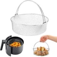 thumbnail image 1 of Panier pour Friteuse à Air Chaud, Accessoire de Remplacement pour Friteuse à Air 8Qt Panier en Maille avec Poignée, Panier Vapeur Rond en Acier Inoxydable 18/8 pour Friteuse à Air, Instant Pot, Four, Panier Vapeur, Panier de Friture Ménager, 1 of 7