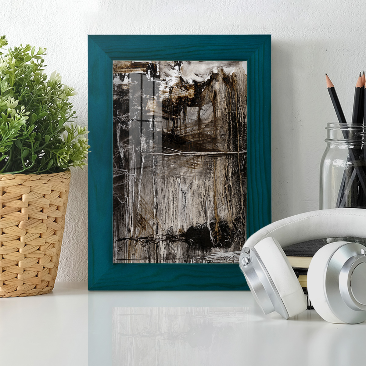 Continuum II -Framed Print w/glass-Ocean Blue