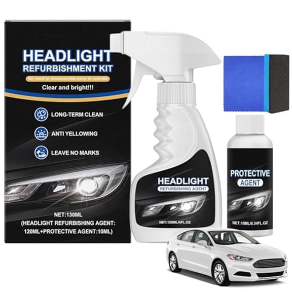 Q4 Headlight Restoration, Headlight Restoration Fluid Kit, Automotive Tourgoing Headlamp Cleaning Kit, Car Headlights Cleaner for All Vehicles That Restores Clarity (1Pc)