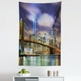 thumbnail image 1 of New York Tapestry, Manhattan Skyline with Brooklyn Bridge and Towers in NYC United States America, Fabric Wall Hanging Decor for Bedroom Living Room Dorm, 5 Sizes, Purple Green, by Ambesonne, 1 of 1