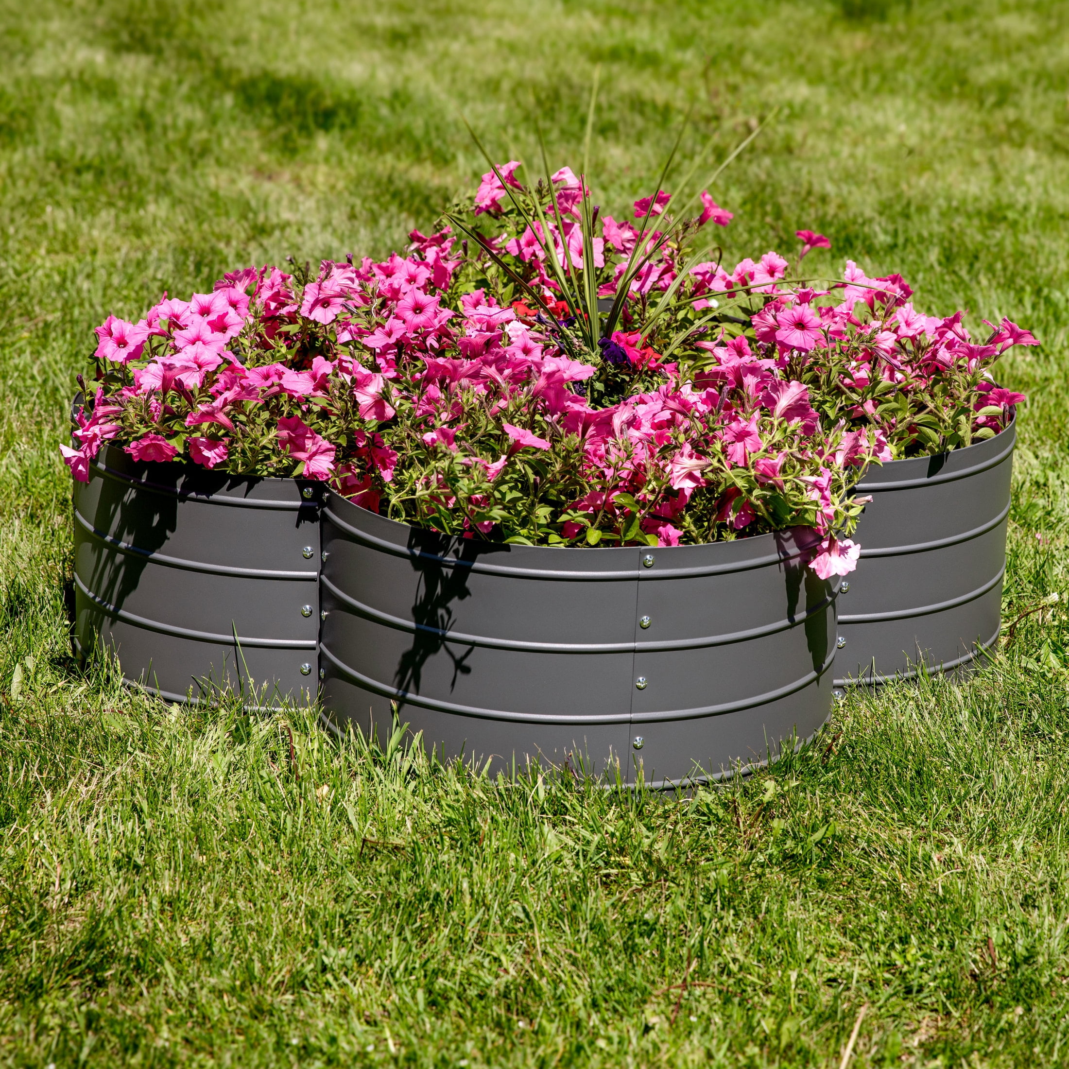 Sunnydaze 43" x 43" x 12" 4-Leaf Clover Gray Galvanized Steel Outdoor Raised Garden Bed