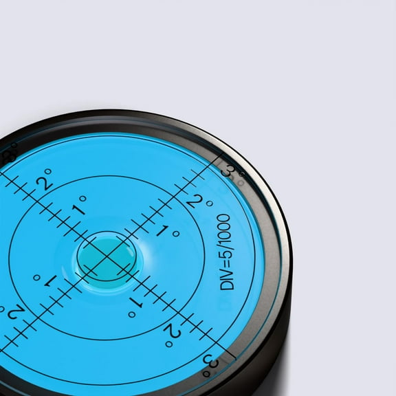 Luminous Metal Large Spirit Bubble Level 60mm Diameter, (2 23/64 in), Degrees, Circular, Surface Level - Metal Housing, Bulls Eye Bullseye Blue/Silver